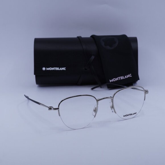 Montblanc MB0129O 001 Geometric Eyeglasses 49mm – Silver - Picture 6 of 10